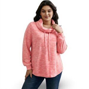 NWOT Talbots Heathered Cowlneck Pullover - Coral - Size 3X